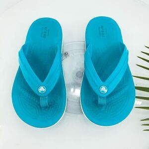 Crocs Crocband Girls Junior Size 1  Flip Flop Sandals Blue Lightweight Comfy